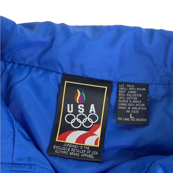 Men’s Vintage Olympics Full Zip Windbreaker by JCPenny Blue Green - Picture 6 of 7
